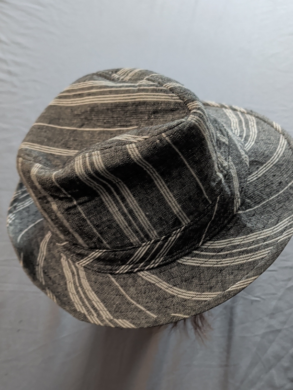 Black and White Striped Fedora Hat 50% linen 50% Cotton